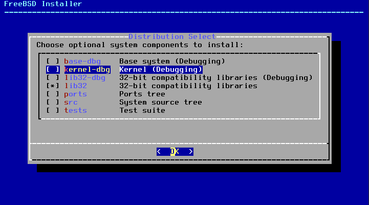 Freebsd installer distribution select