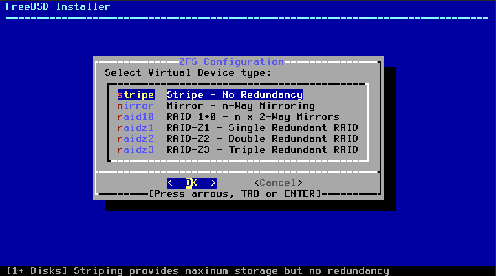 FreeBSD zfs pool menu