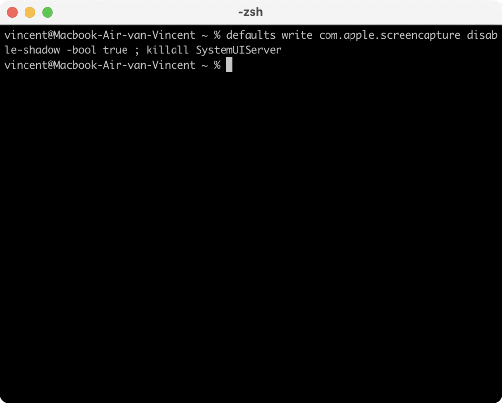 Macos schermafdruk zonder schaduw